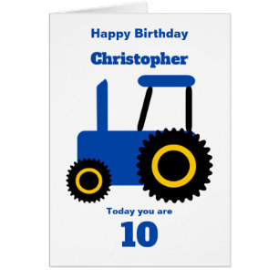Blue Tractor Design Personalised Birthday Cards