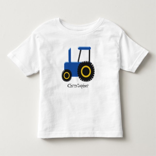 Blue Tractor Design Personalised Toddler T-shirt (Front)