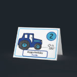 blue tractor & dog 2nd birthday card<br><div class="desc">2nd birthday card with a blue tractor and dog. This illustrated card is perfect for parent or grandparents to give to a son/ grandson when he turns two. This card reads, "Happy Birthday" on the outside and includes space for the boy's age and name. The inside message can also be...</div>