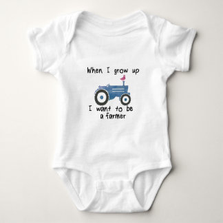Blue tractor & duck. I want to be a farmer design Baby Bodysuit