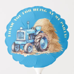 Blue Tractor Farm Birthday Thank You Balloon