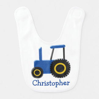 Blue Tractor Just Add Name Baby Bib