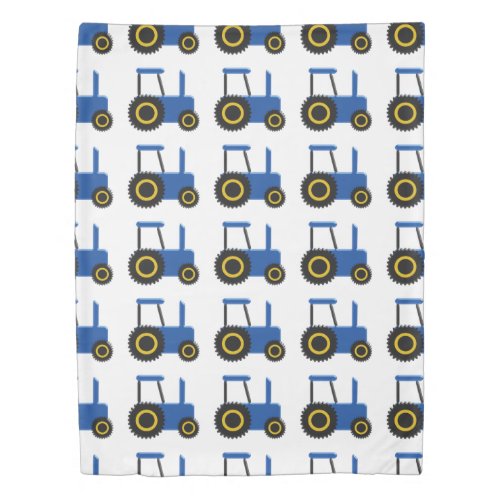 Blue Tractor Pattern Duvet Cover