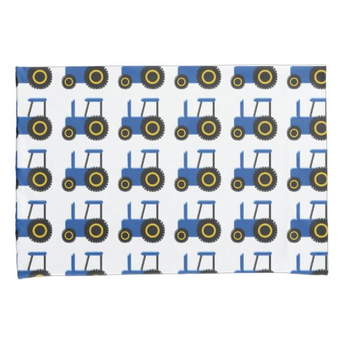 Blue Tractor Pattern Pillowcase