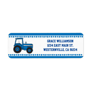 Blue Tractor Return Address Labels