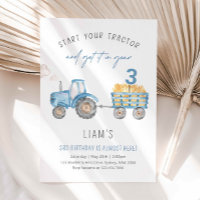 Blue Tractor & Trailer Any Age Birthday Party