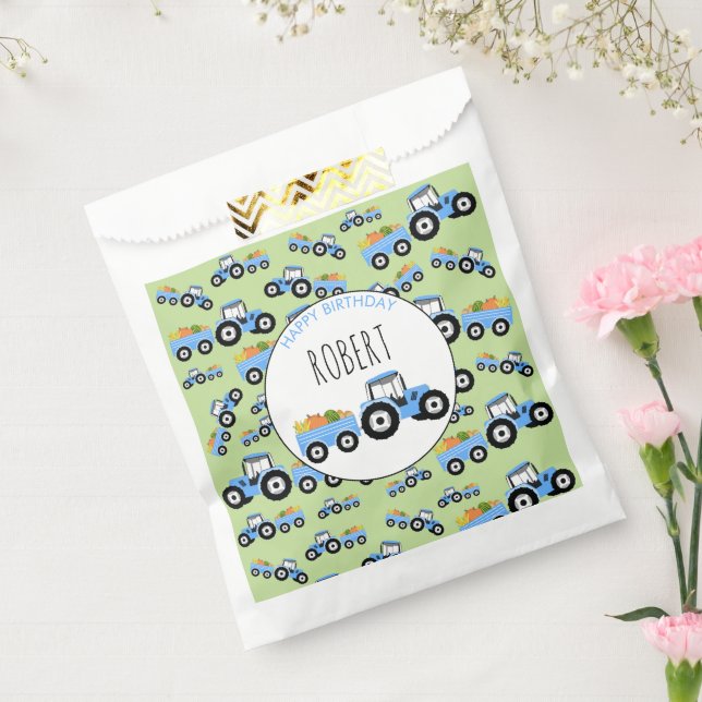Blue Tractor Truck Farm Produce Birthday Favor Bag (Sealed)