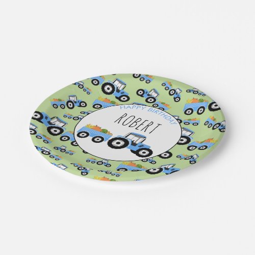 Blue Tractor Truck Farm Produce Birthday Paper Plates