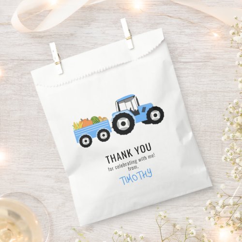 Blue Tractor Truck Farm Produce Birthday Party Favor Bag