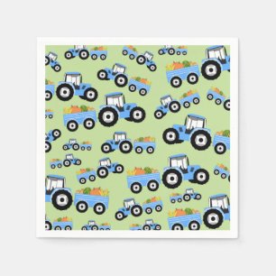 Blue Tractor Truck Farm Produce Napkins