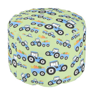 Blue Tractor Truck Farm Produce Pouf