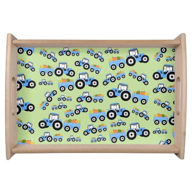 Blue Tractor Truck Farm Produce  Serving Tray (Front)