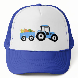 Blue Tractor Truck Farm Produce Trucker Hat
