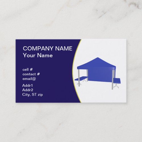 Blue trade show tent business card