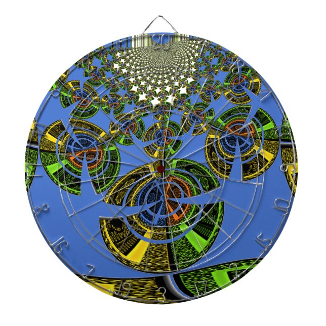 Blue tradition dartboard with darts (Front)