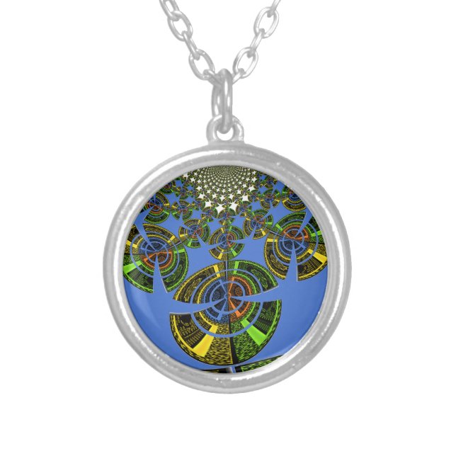 Blue tradition silver plated necklace (Front)