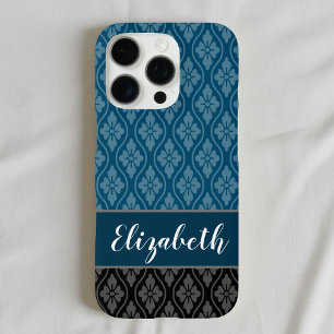 Blue Traditional Japanese Tatewaku Pattern iPhone 16 Pro Case