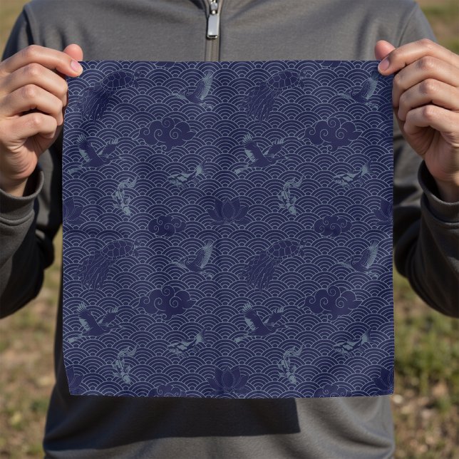 Blue Traditional Japanese Wave Seigaiha Pattern Bandana (Creator Uploaded)