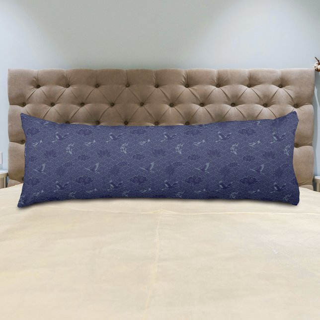 Blue Traditional Japanese Wave Seigaiha Pattern Body Pillow (Creator Uploaded)