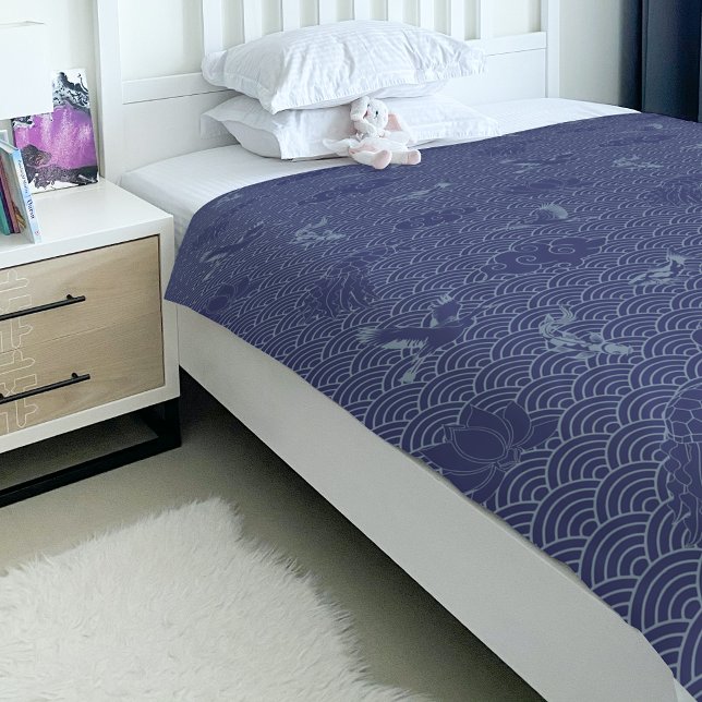 Blue Traditional Japanese Wave Seigaiha Pattern Duvet Cover (Creator Uploaded)