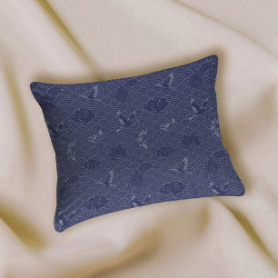 Blue Traditional Japanese Wave Seigaiha Pattern Pillow Case