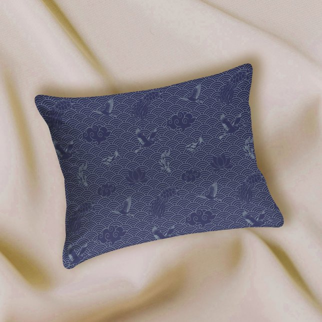 Blue Traditional Japanese Wave Seigaiha Pattern Pillow Case (Creator Uploaded)