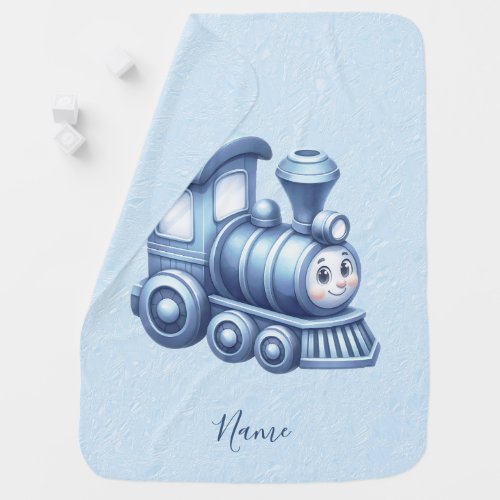 Blue Train Baby Blanket