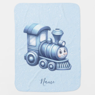 Blue Train Baby Blanket