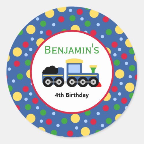 Blue Train Engine and Coal Car Birthday  Classic Round Sticker