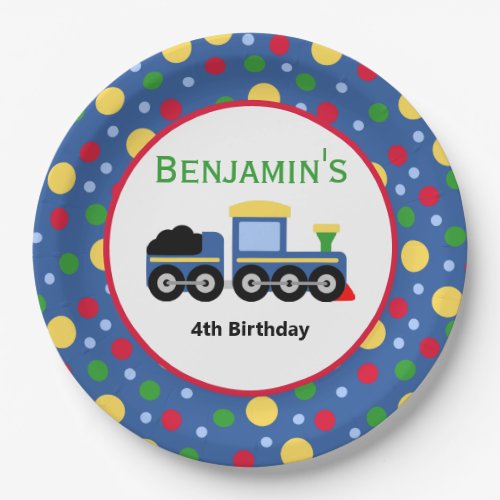 Blue Train Engine and Coal Car Birthday Paper Plates