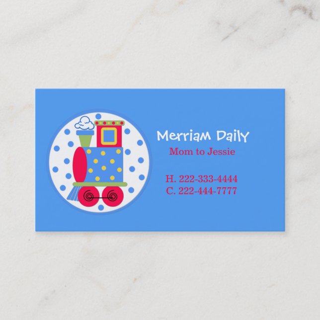 Blue Train Mommy Play Date Card (Front)