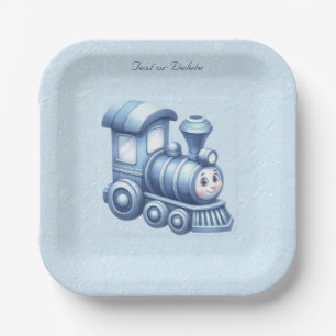 Blue Train Paper Plate