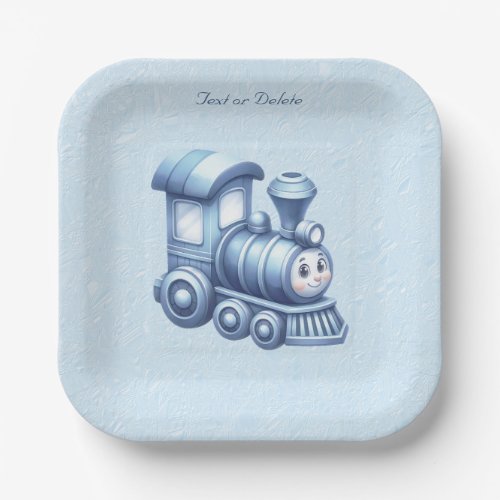 Blue Train Paper Plate