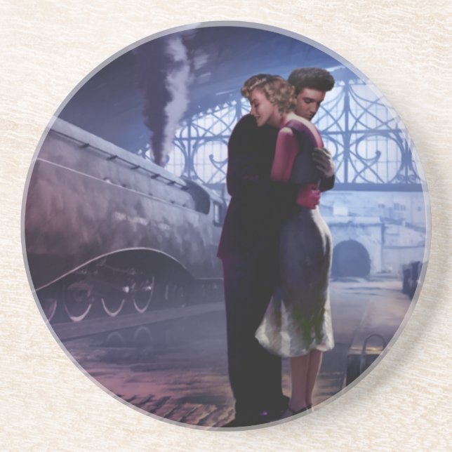 Blue Train Sandstone Coaster (Front)