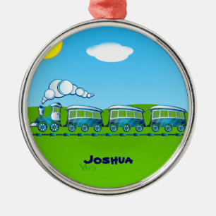 Blue Train template Metal Ornament