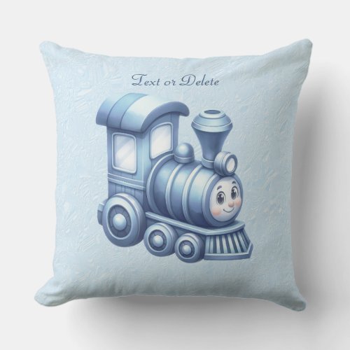 Blue Train Throw Pillow