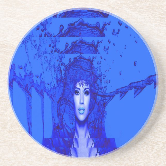 Blue Trance Sandstone Coaster (Front)