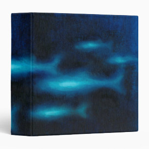 Blue Translucent Fish Silhouettes 3 Ring Binder