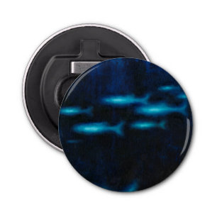 Blue Translucent Fish Silhouettes Bottle Opener