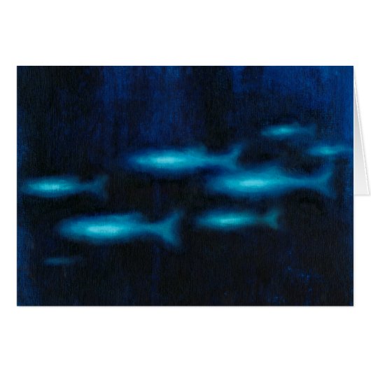 Blue Translucent Fish Silhouettes Cards (Front Horizontal)