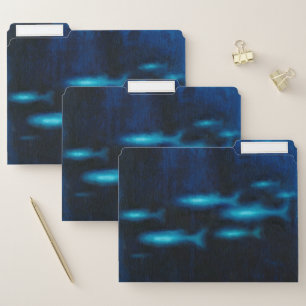 Blue Translucent Fish Silhouettes File Folder