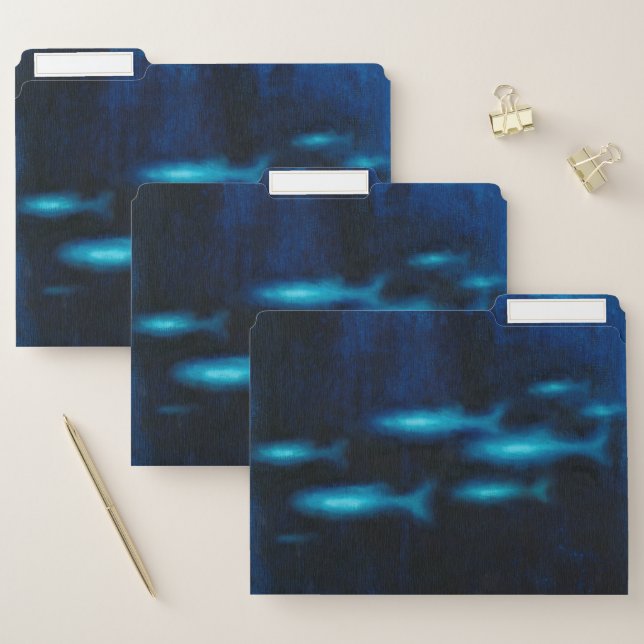 Blue Translucent Fish Silhouettes File Folder (Set)
