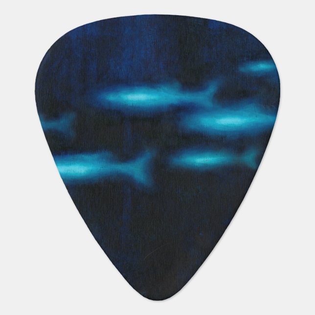 Blue Translucent Fish Silhouettes Guitar Pick (Front)