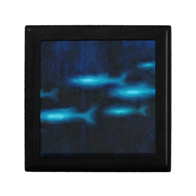 Blue Translucent Fish Silhouettes Jewelry Box (Front)