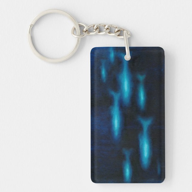 Blue Translucent Fish Silhouettes Keychain (Front)