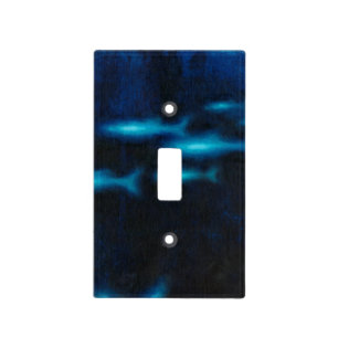 Blue Translucent Fish Silhouettes Light Switch Cover