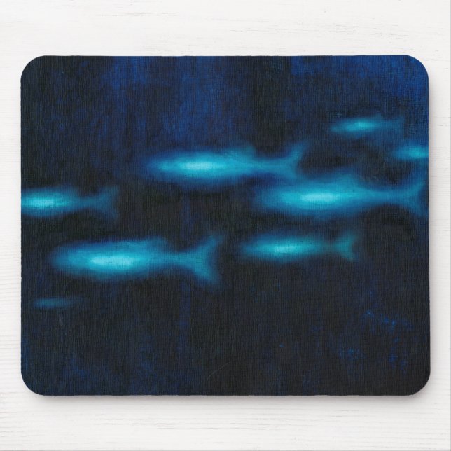 Blue Translucent Fish Silhouettes Mouse Pad (Front)