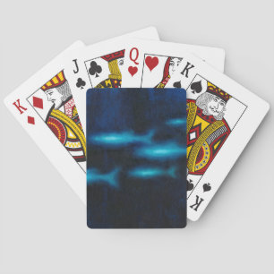 Blue Translucent Fish Silhouettes Poker Cards