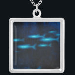 Blue Translucent Fish Silhouettes Silver Plated Necklace<br><div class="desc">This vibrant fine art print of a group of blue translutent fish swimming will be a great addition to any Zazzle product and will bring a great pop of color. Get it today!</div>