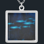 Blue Translucent Fish Silhouettes Silver Plated Necklace<br><div class="desc">This vibrant fine art print of a group of blue translutent fish swimming will be a great addition to any Zazzle product and will bring a great pop of color. Get it today!</div>